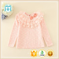 pink winter hot sale fleece children appliqued cheap price full sleeve tee for autumn girls good quality yellow t-shirts